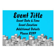 Vector Cityscape & Sky Blue Background Personalized Announcement