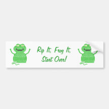 Vector Crochet Frog (Rip it, Frog it!) Bumper Sticker