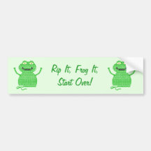 Vector Crochet Frog (Rip it, Frog it! -Green Back) Bumper Sticker