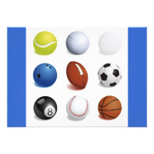 Vector Illustration of Sport Balls Personalized Invitations