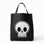 Vector Skull Halloween Trick or Treat Grocery Tote bags