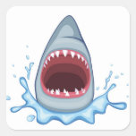 vectorstock_383155 Cartoon Shark Teeth hungry Square Stickers