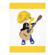 vectorstock_507105 Cute blonde girl guitar rock Custom Invitation