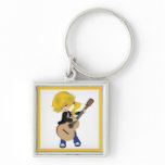 vectorstock_507105 Cute blonde girl guitar rock Keychains