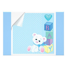 vectorstock_82298 Blue baby bear newborns Announcement
