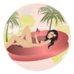 vectorvaco-09101603-beach-girl-large round stickers