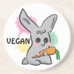 Vegan grey cute bunny with carrot coaster coasters
