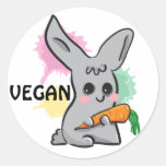 Vegan grey cute bunny with carrot sticker seal