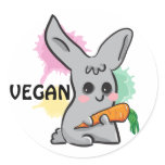 Vegan grey cute bunny with carrot sticker seal stickers