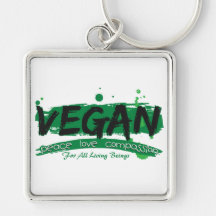 Vegan Peace Love Compassion Keychain