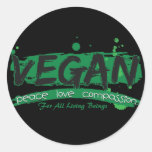 Vegan Peace Love Compassion Round Stickers