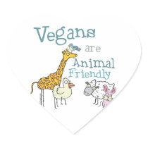 Vegans are Animal Friendly Heart Stickers