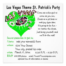 Vegas Casino Theme Saint Patrick's Party Custom Invitation