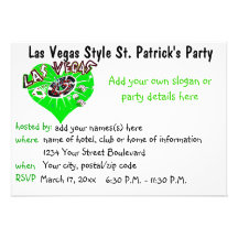 Vegas Casino Theme Saint Patrick's Party Personalized Announcement