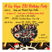 Vegas Casino Theme Twenty-first Birthday Party Announcement
