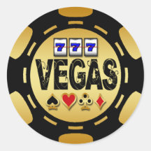 VEGAS GOLD AND BLACK POKER CHIP STICKERS