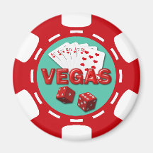 VEGAS POKER CHIP FRIDGE MAGNETS