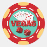 VEGAS POKER CHIP ROUND STICKER