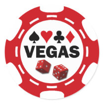 VEGAS POKER CHIP ROUND STICKER