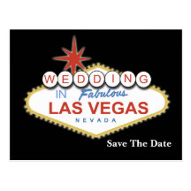 vegas save the date announcement post card