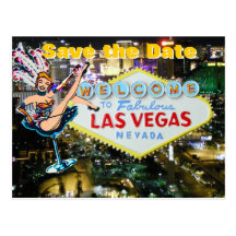 Vegas Strip Wedding Save the Date Showgirl Postcards