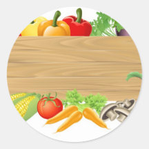 Vegetable wooden sign illustration sticker