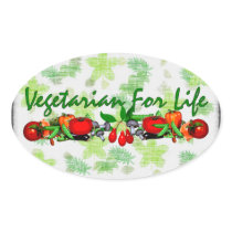 Vegetarian For Life Oval Sticker