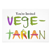 Vegetarian in Vegetables Whimsical Personalized Invitation