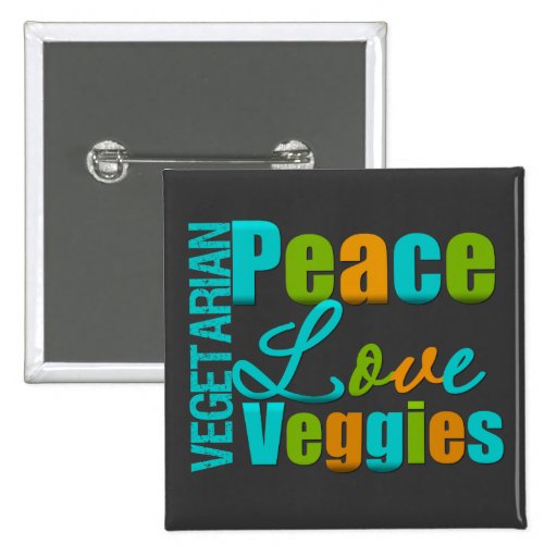 Vegetarian Peace Love Veggies Button