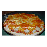 vegetarian pizza with beans, chunks of nutolene business card