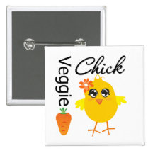 Veggie Chick Pinback Button