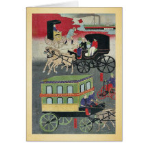 Vehicular traffic in Tokyo by Utagawa, Yoshitora Greeting Card
