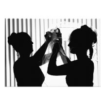Veil Adjust Bride Photograph B/W Wedding Picture Personalized Announcement