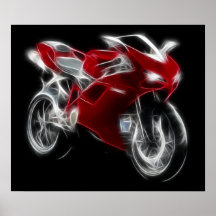 Vélo de sport emballant la moto posters