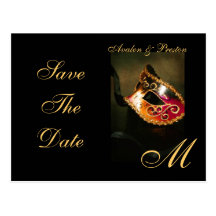 Venetian Masquerade Mask Save The Date Postcard