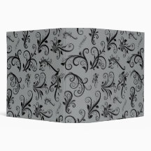 Venetian Ornament Antique Damask Grey, Black 3 Ring Binder