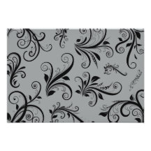 Venetian Ornament Antique Damask Grey, Black Photo Art