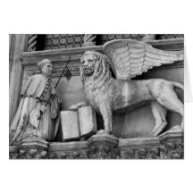 VENICE WINGED LION B/W GREETING CARD