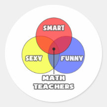Venn Diagram .. Math Teachers Round Stickers
