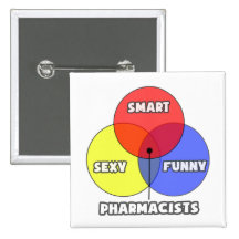 Venn Diagram .. Pharmacists Pinback Buttons