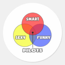 Venn Diagram .. Pilots Round Sticker