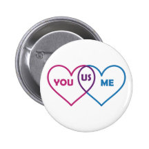 Venn Diagram Valentine - You Me Us Pinback Button