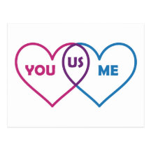 Venn Diagram Valentine - You Me Us Postcard