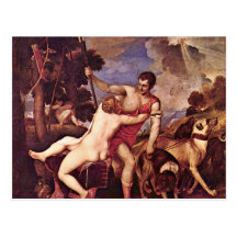 Venus And Adonis,  By Tizian (Best Quality) Post Card