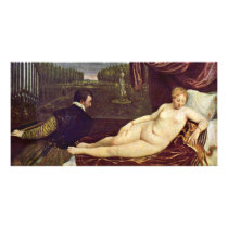 Venus And The Organ Player By Tizian Customized Photo Card