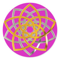 Venusblume Duo Gold Silver | magenta Runde Aufkleber