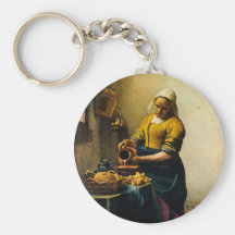 Vermeer's Maidservant Pouring Milk (circa 1660) Key Chain