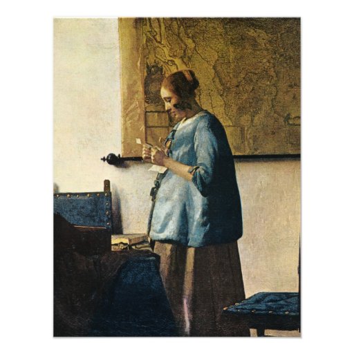Vermeer's Woman in Blue Reading a Letter ca.1665 Personalized Invitations