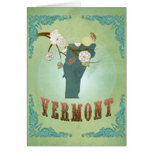 Vermont Modern Vintage State Map – Green Greeting Cards