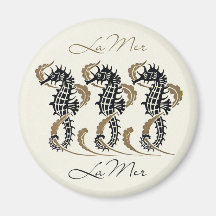 Verneuil Art Nouveau Seahorse Round Magnet